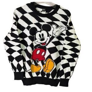 Disney Mickey Mouse Checkerboard Knit Sweater Men’s Medium